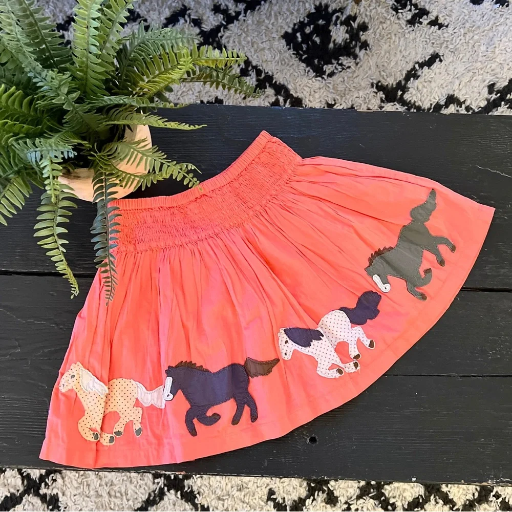 Mini Boden Coral Twirl Horse Appliqué Skirt M 7/8 - Picture 1 of 13